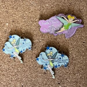 3 Tinker Bell Authentic genuine Disney trading pins Peter Pan neverland set of 3